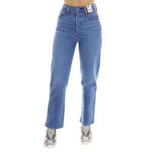 JEANS RIBCAGE STRAIGHT ANKLE AZZURRO